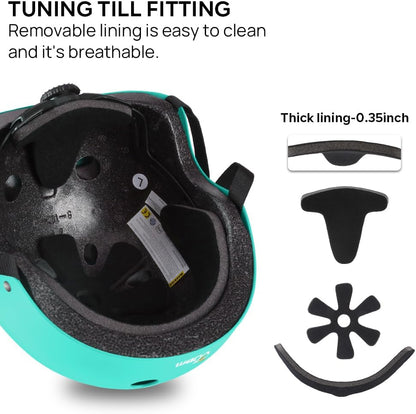 Skateboard Helmet - Lightweight, Adjustable & Ventilated Helmet for Scooter, Roller Skate, Inline Skate