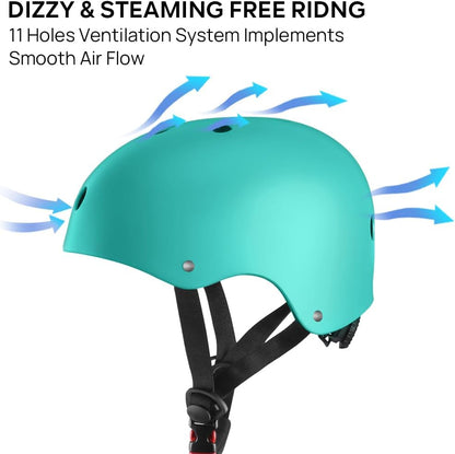 Skateboard Helmet - Lightweight, Adjustable & Ventilated Helmet for Scooter, Roller Skate, Inline Skate