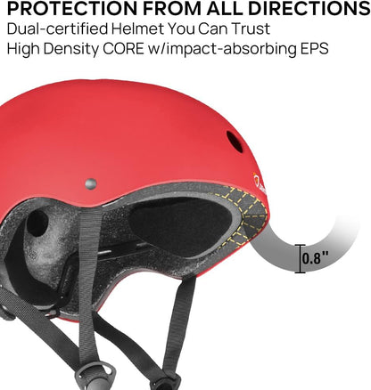 Skateboard Helmet - Lightweight, Adjustable & Ventilated Helmet for Scooter, Roller Skate, Inline Skate