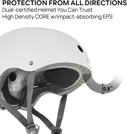 Skateboard Helmet - Lightweight, Adjustable & Ventilated Helmet for Scooter, Roller Skate, Inline Skate