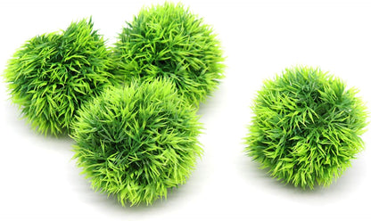 4 Pack Aquarium Plastic Plants Grass Ball, Artificial Marimo Balls Green Water Plants Fish Tank Decorations