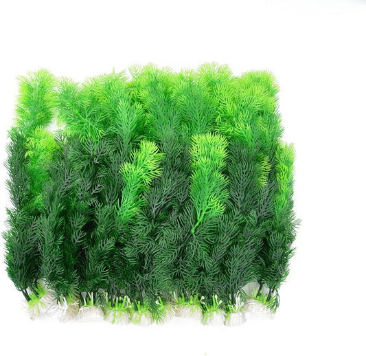 Aquarium Decor Artificial Plastic Plant Green 10pcs Grass 12-inch | Fish Tank Decoration, Ornament