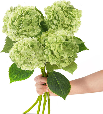 20" 4Pcs Blue Faux Hydrangea Flowers with Leaves Stems