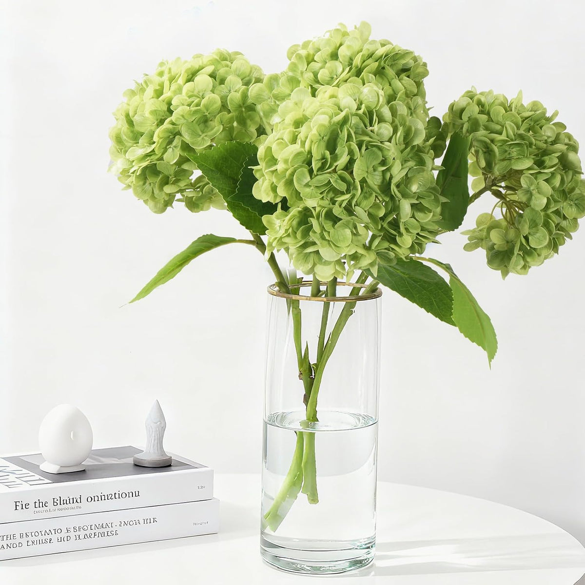 20" 4Pcs Blue Faux Hydrangea Flowers with Leaves Stems