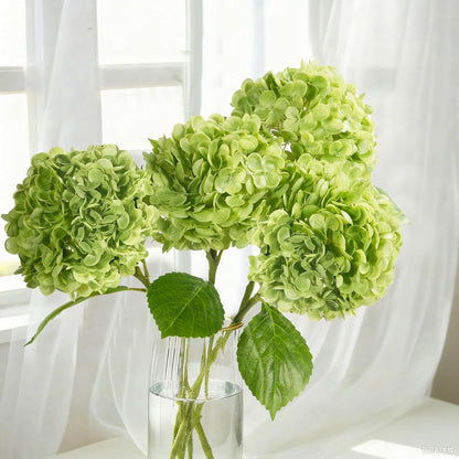 20" 4Pcs Blue Faux Hydrangea Flowers with Leaves Stems