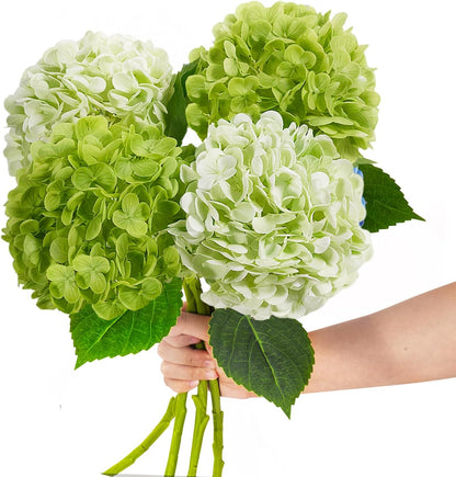 20" 4Pcs Blue Faux Hydrangea Flowers with Leaves Stems