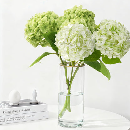 20" 4Pcs Blue Faux Hydrangea Flowers with Leaves Stems
