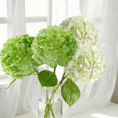 20" 4Pcs Blue Faux Hydrangea Flowers with Leaves Stems