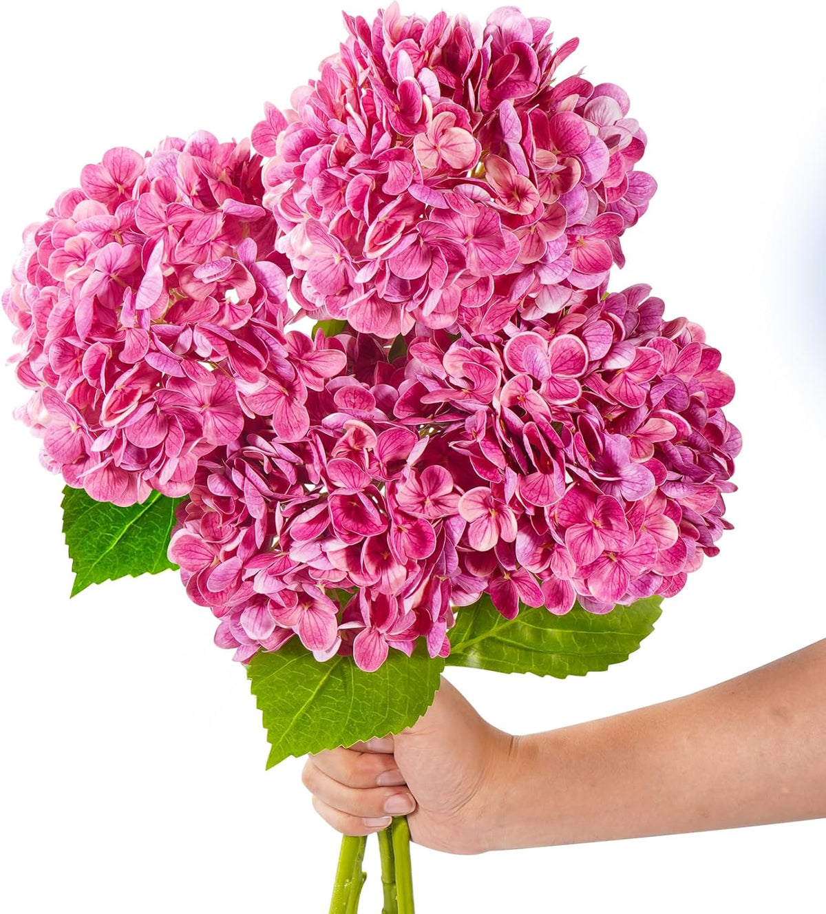 20" 4Pcs Blue Faux Hydrangea Flowers with Leaves Stems