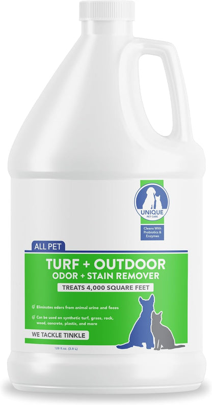 Turf + Outdoor Odor and Stain Remover, Enzyme Cleaner for Dog, Cat & Animal Urine, Eliminates Yard Odors on Grass, Artificial Turf, Patio & Concrete, Hose-Connector Bottle, 30 oz