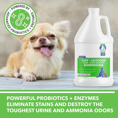 Turf + Outdoor Odor and Stain Remover, Enzyme Cleaner for Dog, Cat & Animal Urine, Eliminates Yard Odors on Grass, Artificial Turf, Patio & Concrete, Hose-Connector Bottle, 30 oz
