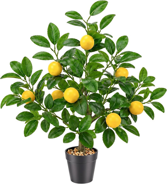 20" Artificial Orange Tree Fake House Green Plant Fruits Decoration with Plastic Pot Realistic Leaves for Home Table Office Garden Indoor Outdoor