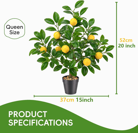 20" Artificial Orange Tree Fake House Green Plant Fruits Decoration with Plastic Pot Realistic Leaves for Home Table Office Garden Indoor Outdoor