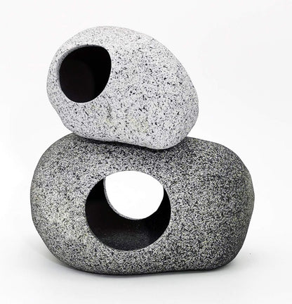 Aquarium Decorations Rock,Stackable Fish Tank Decor Cave, Ceramic Shelters | Shrimp Habitat, Breeding Tube, Hiding Cave, Stackable Fish Tank Decor Cave, Betta Fish