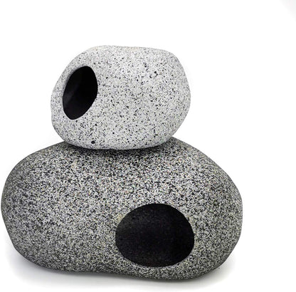 Aquarium Decorations Rock,Stackable Fish Tank Decor Cave, Ceramic Shelters | Shrimp Habitat, Breeding Tube, Hiding Cave, Stackable Fish Tank Decor Cave, Betta Fish