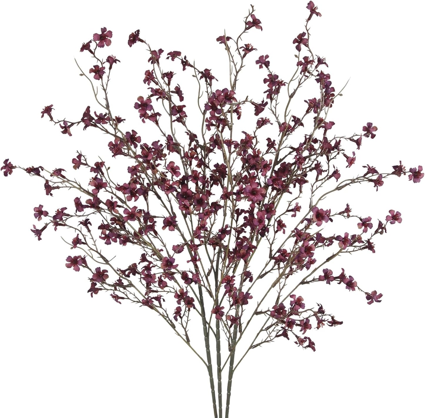 3 Pcs Cherry Blossom Branches Artificial Flowers for Spring Summer Indoor Decoration Faux Cherry Blossom Long Stems Creamy White Silk Fake Flowers for Tall Vase Arrangements Home Wedding Table