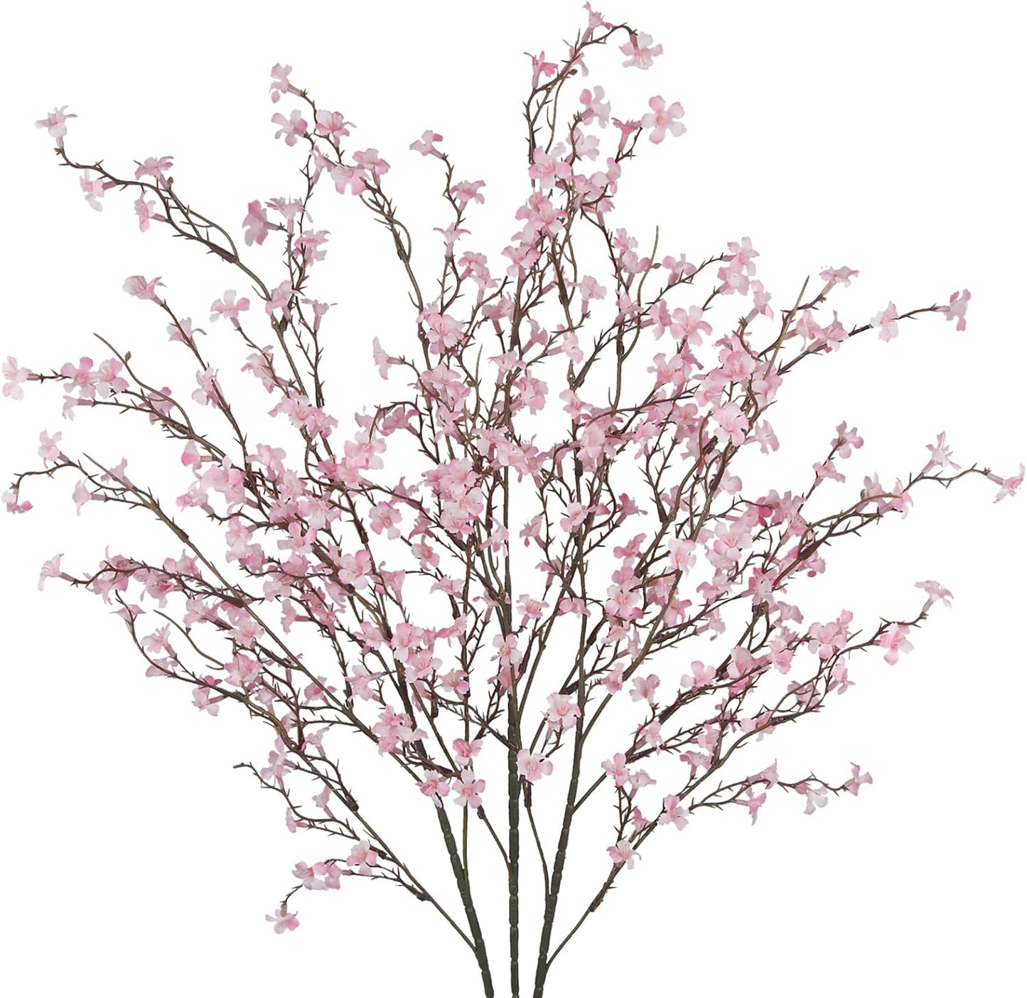3 Pcs Cherry Blossom Branches Artificial Flowers for Spring Summer Indoor Decoration Faux Cherry Blossom Long Stems Creamy White Silk Fake Flowers for Tall Vase Arrangements Home Wedding Table