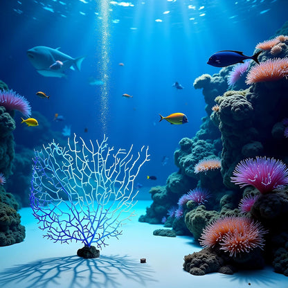 Blue Artificial Coral Branch Faux Aquariums Ornament Fish Tanks Landscape Sea Fan Decorations Artificial Coral Branch Aquarium Décor