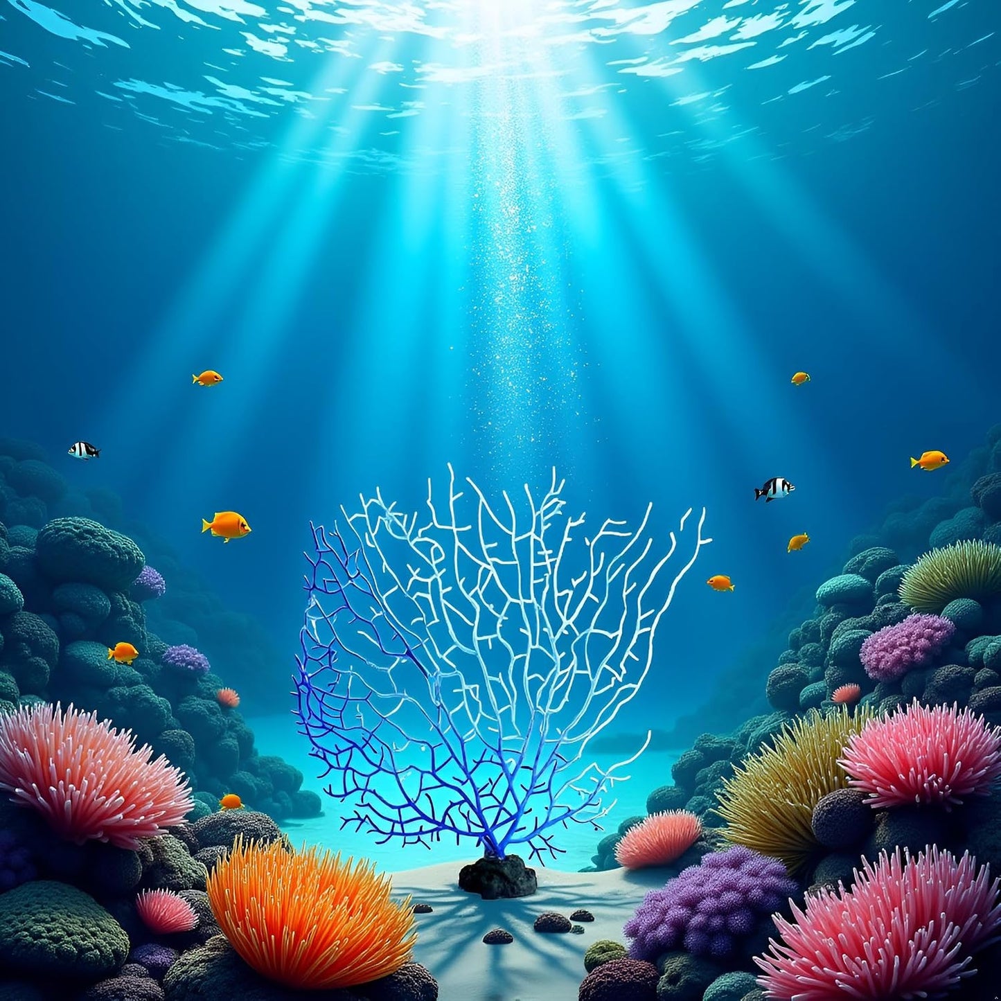 Blue Artificial Coral Branch Faux Aquariums Ornament Fish Tanks Landscape Sea Fan Decorations Artificial Coral Branch Aquarium Décor