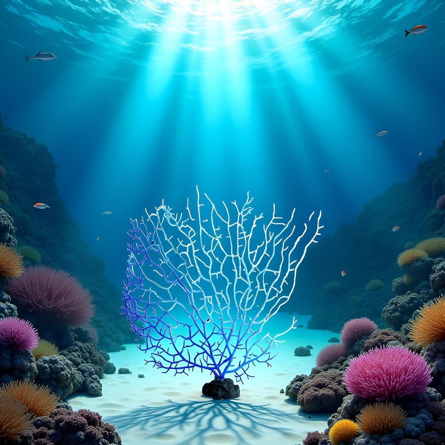 Blue Artificial Coral Branch Faux Aquariums Ornament Fish Tanks Landscape Sea Fan Decorations Artificial Coral Branch Aquarium Décor