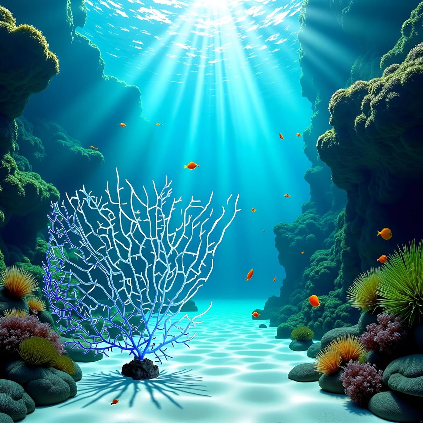 Blue Artificial Coral Branch Faux Aquariums Ornament Fish Tanks Landscape Sea Fan Decorations Artificial Coral Branch Aquarium Décor