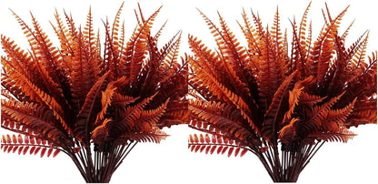 UV Resistant Lifelike Artificial Boston Fern - 2024 New Faux Boston Ferns Outdoor Planter Large, Realistic Fake Feen Hanging Silk Fern Stems Indoor Basket Plant Urn Fillers Front Porch (2, Green)