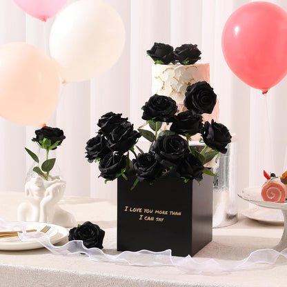 12pcs Red Roses Artificial Flowers,Realistic Long Stem Fake Silk Roses Bouquet for Party Home Wedding Centerpiece Office DIY Decor（Burgundy）