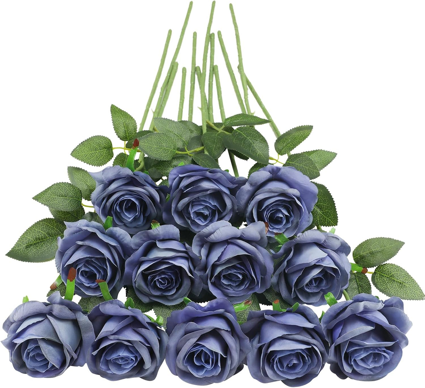 12pcs Red Roses Artificial Flowers,Realistic Long Stem Fake Silk Roses Bouquet for Party Home Wedding Centerpiece Office DIY Decor（Burgundy）