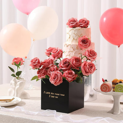 12pcs Red Roses Artificial Flowers,Realistic Long Stem Fake Silk Roses Bouquet for Party Home Wedding Centerpiece Office DIY Decor（Burgundy）