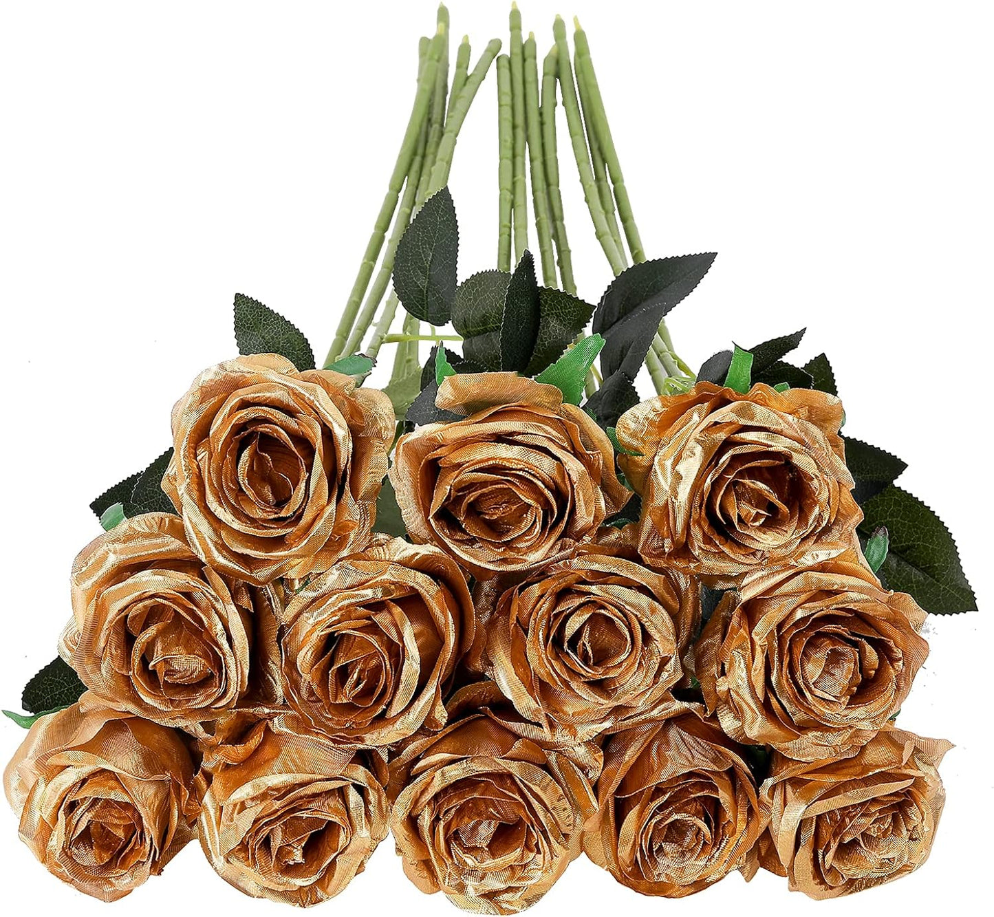 12pcs Red Roses Artificial Flowers,Realistic Long Stem Fake Silk Roses Bouquet for Party Home Wedding Centerpiece Office DIY Decor（Burgundy）