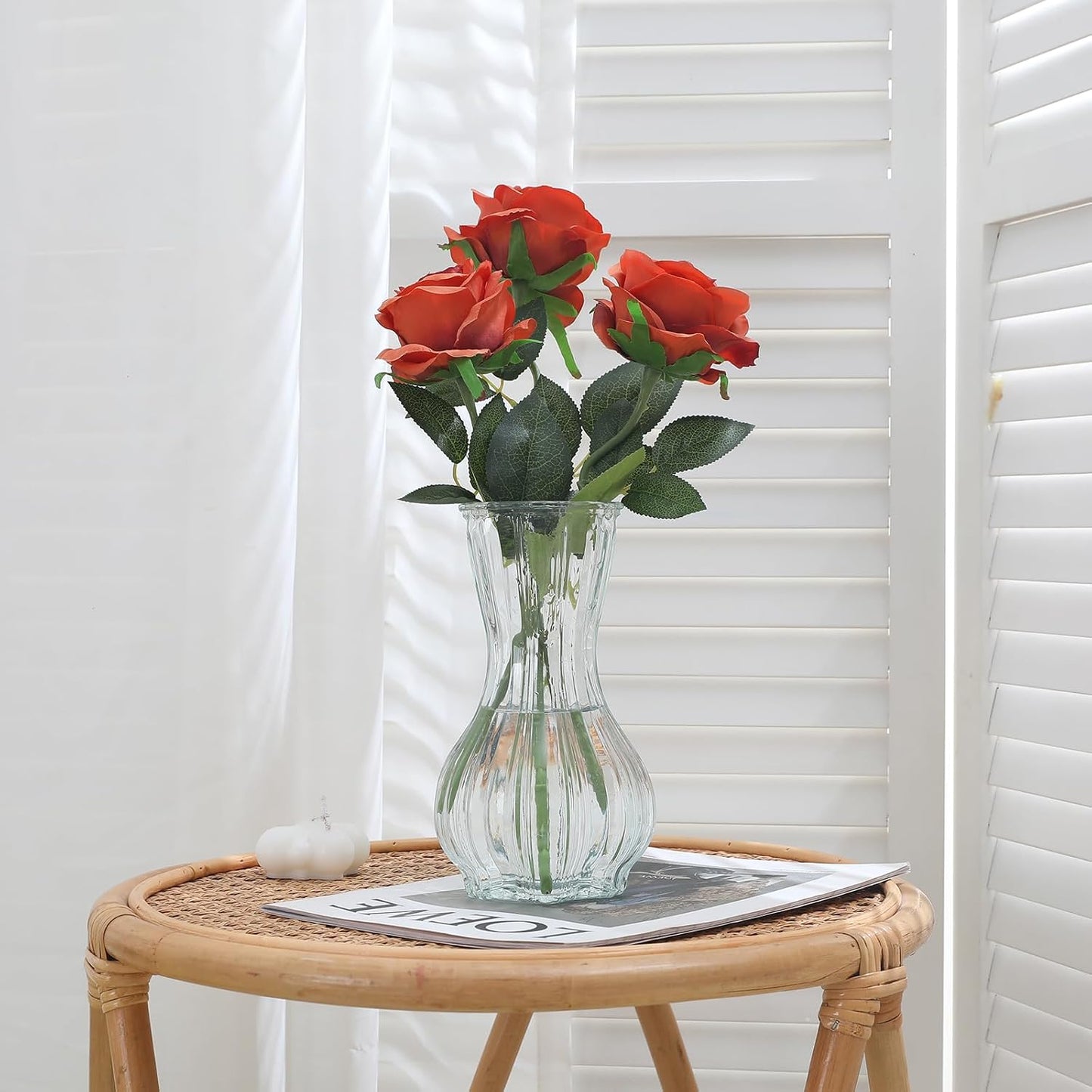 12pcs Red Roses Artificial Flowers,Realistic Long Stem Fake Silk Roses Bouquet for Party Home Wedding Centerpiece Office DIY Decor（Burgundy）