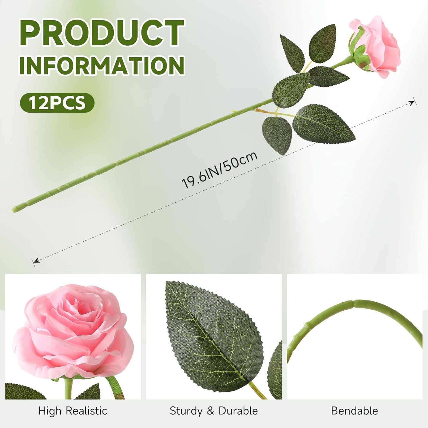 12pcs Red Roses Artificial Flowers,Realistic Long Stem Fake Silk Roses Bouquet for Party Home Wedding Centerpiece Office DIY Decor（Burgundy）
