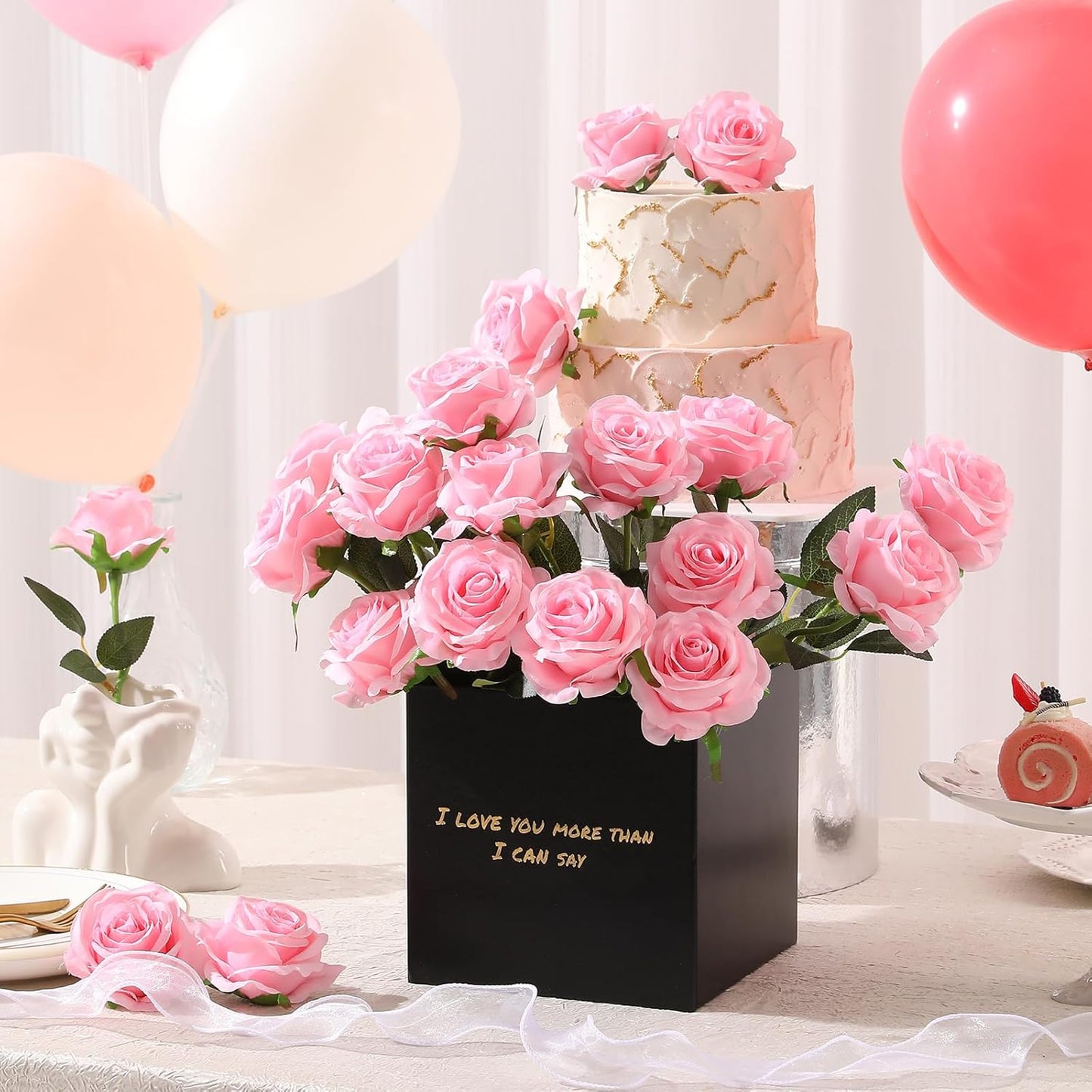 12pcs Red Roses Artificial Flowers,Realistic Long Stem Fake Silk Roses Bouquet for Party Home Wedding Centerpiece Office DIY Decor（Burgundy）