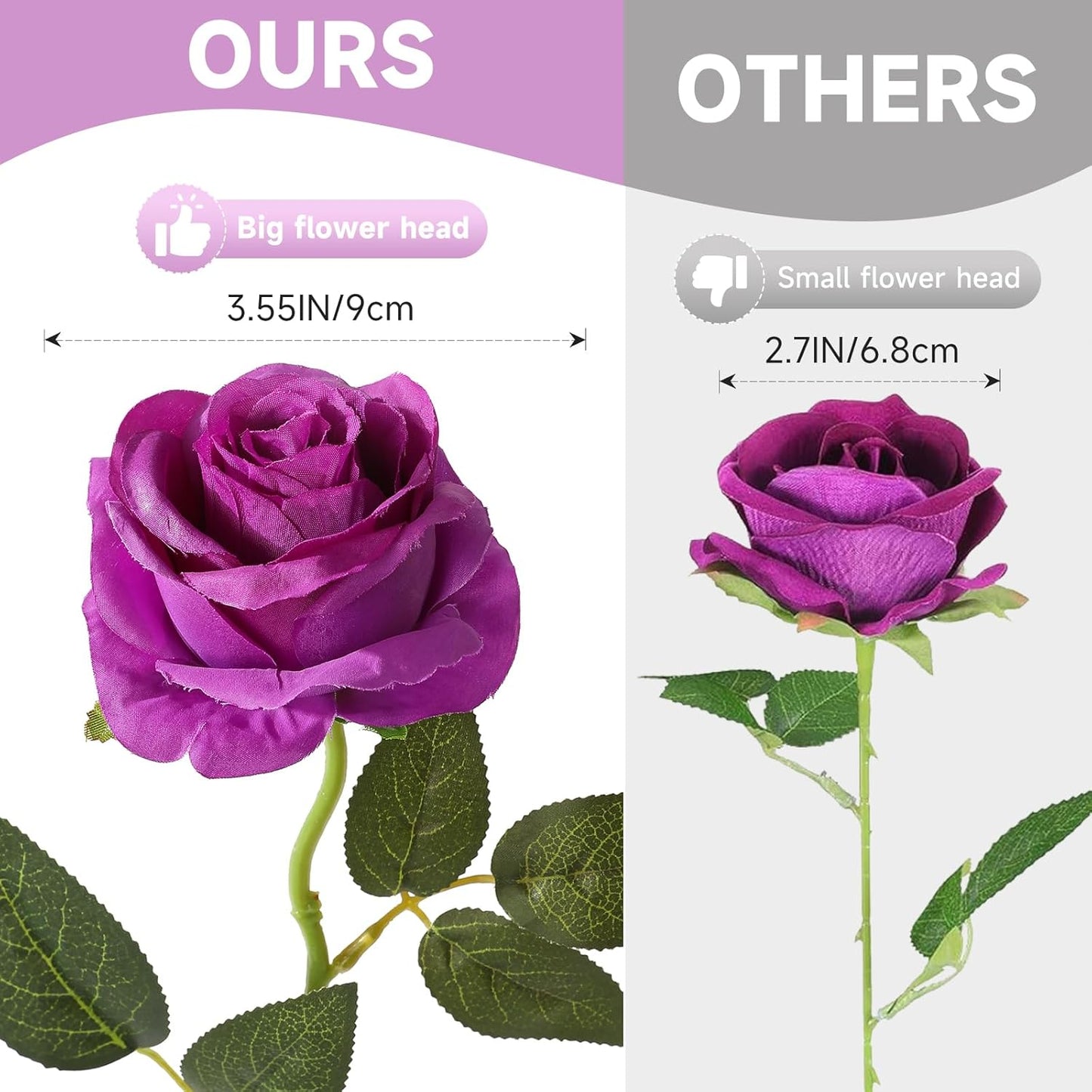 12pcs Red Roses Artificial Flowers,Realistic Long Stem Fake Silk Roses Bouquet for Party Home Wedding Centerpiece Office DIY Decor（Burgundy）