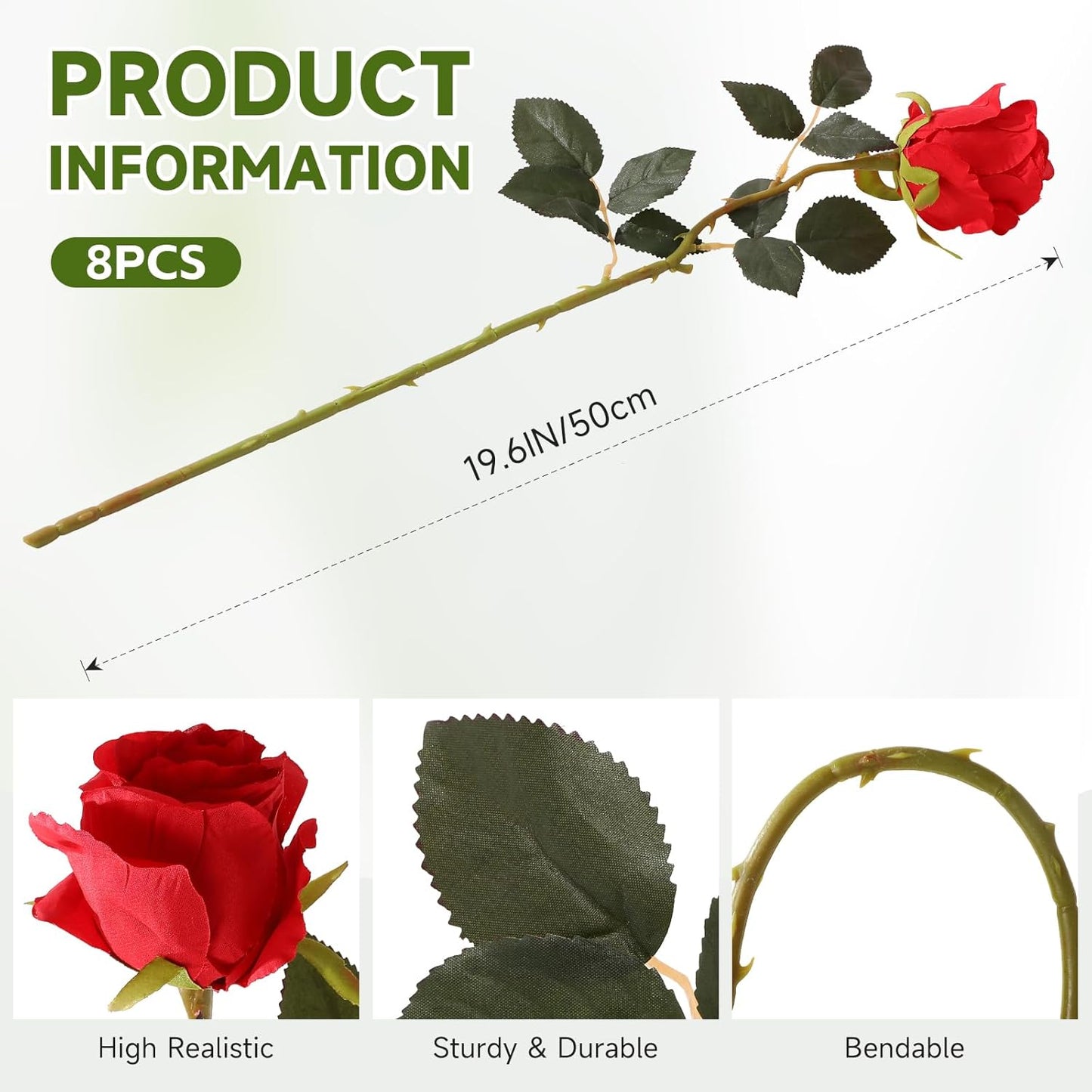 12pcs Red Roses Artificial Flowers,Realistic Long Stem Fake Silk Roses Bouquet for Party Home Wedding Centerpiece Office DIY Decor（Burgundy）
