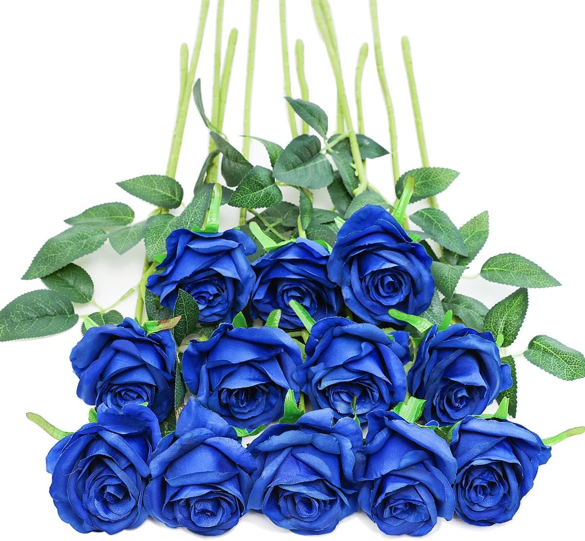 12pcs Red Roses Artificial Flowers,Realistic Long Stem Fake Silk Roses Bouquet for Party Home Wedding Centerpiece Office DIY Decor（Burgundy）