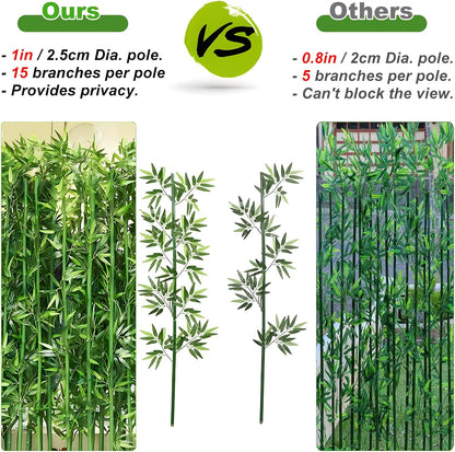 4/5/6/7ft Artificial Bamboo Tree 10 Pack, Fake Bamboo Plant with Encrypted Silk Leaves for Garden Yard Indoor Outdoor Decor, Privacy Waterproof Faux Plants