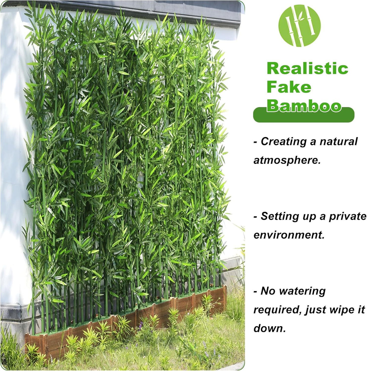 4/5/6/7ft Artificial Bamboo Tree 10 Pack, Fake Bamboo Plant with Encrypted Silk Leaves for Garden Yard Indoor Outdoor Decor, Privacy Waterproof Faux Plants
