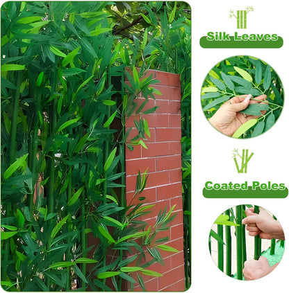 4/5/6/7ft Artificial Bamboo Tree 10 Pack, Fake Bamboo Plant with Encrypted Silk Leaves for Garden Yard Indoor Outdoor Decor, Privacy Waterproof Faux Plants