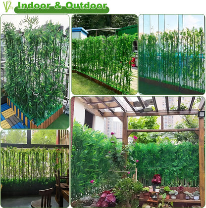 4/5/6/7ft Artificial Bamboo Tree 10 Pack, Fake Bamboo Plant with Encrypted Silk Leaves for Garden Yard Indoor Outdoor Decor, Privacy Waterproof Faux Plants