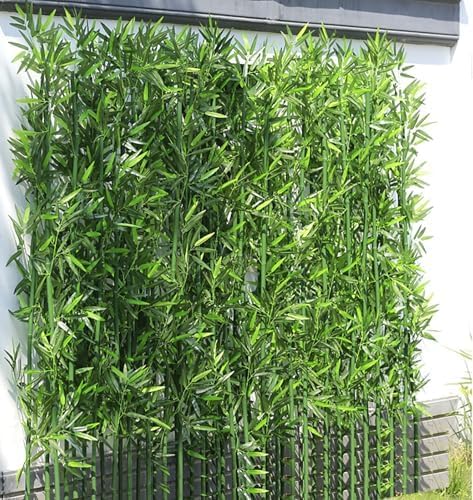 4/5/6/7ft Artificial Bamboo Tree 10 Pack, Fake Bamboo Plant with Encrypted Silk Leaves for Garden Yard Indoor Outdoor Decor, Privacy Waterproof Faux Plants