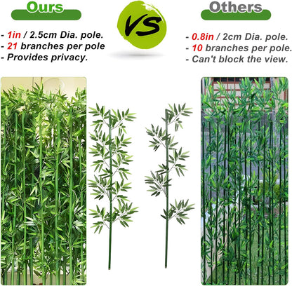 4/5/6/7ft Artificial Bamboo Tree 10 Pack, Fake Bamboo Plant with Encrypted Silk Leaves for Garden Yard Indoor Outdoor Decor, Privacy Waterproof Faux Plants