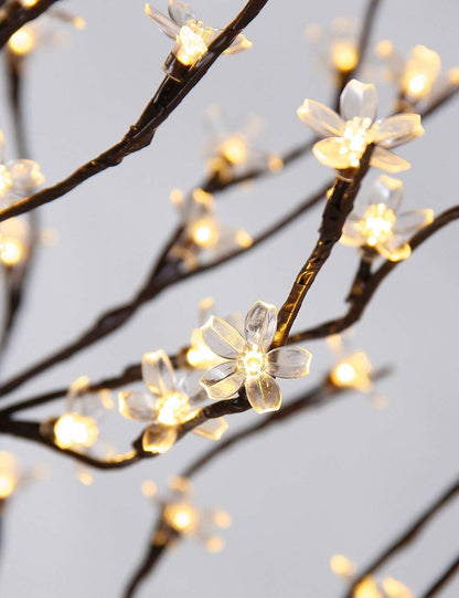 6.5FT 208 LED Cherry Blossom Tree, Lighted Artificial Tree for Decoration Inside and Outside, Home Patio Wedding Festival Christmas Decor