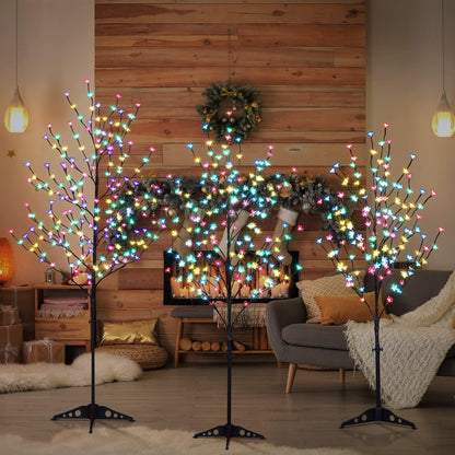 6.5FT 208 LED Cherry Blossom Tree, Lighted Artificial Tree for Decoration Inside and Outside, Home Patio Wedding Festival Christmas Decor
