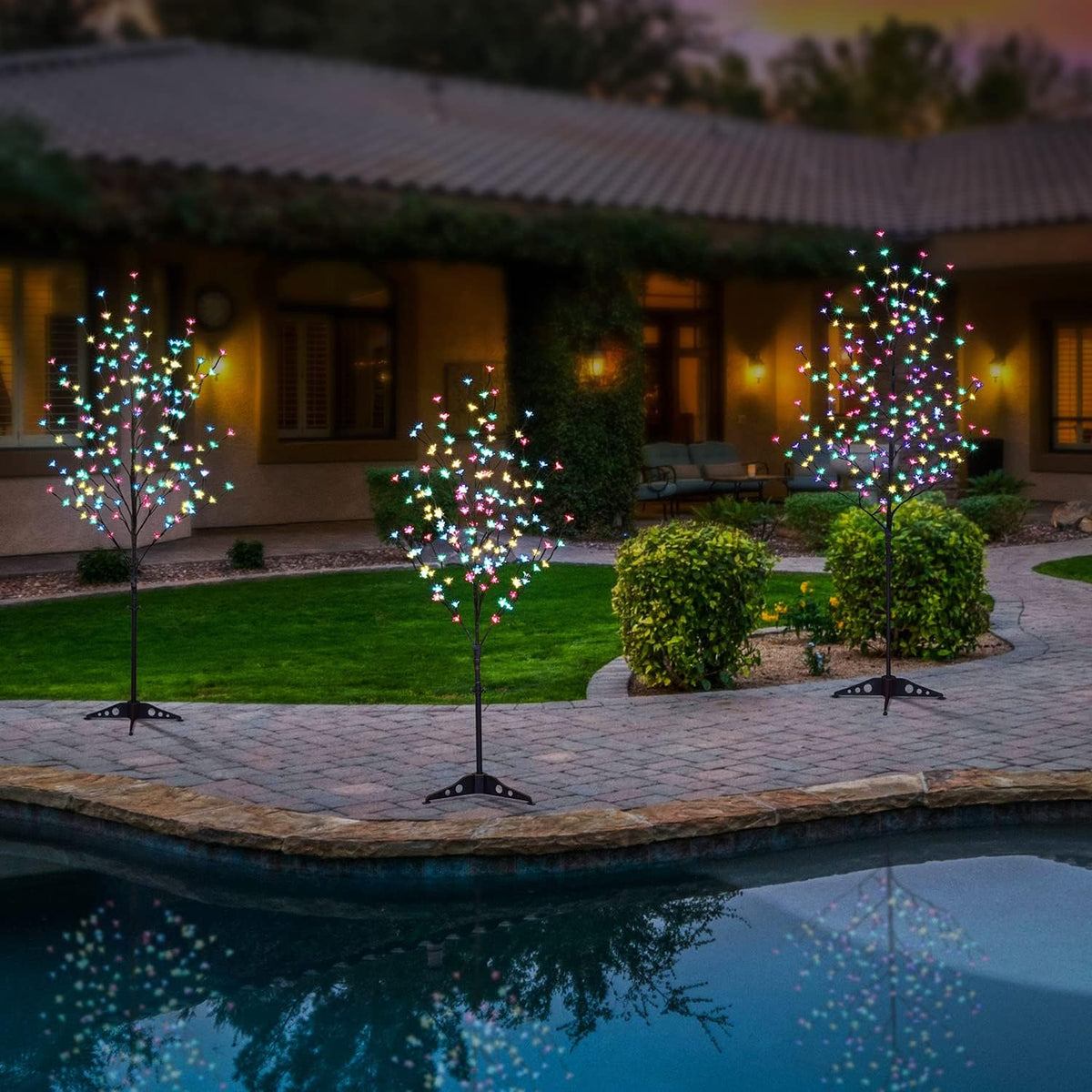 6.5FT 208 LED Cherry Blossom Tree, Lighted Artificial Tree for Decoration Inside and Outside, Home Patio Wedding Festival Christmas Decor