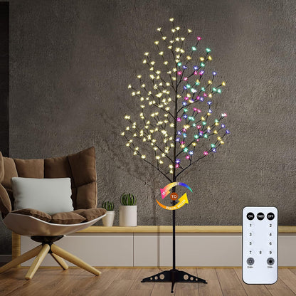 6.5FT 208 LED Cherry Blossom Tree, Lighted Artificial Tree for Decoration Inside and Outside, Home Patio Wedding Festival Christmas Decor