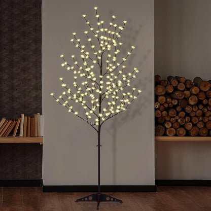 6.5FT 208 LED Cherry Blossom Tree, Lighted Artificial Tree for Decoration Inside and Outside, Home Patio Wedding Festival Christmas Decor