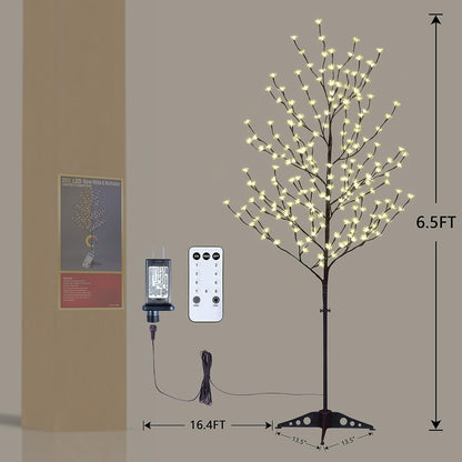 6.5FT 208 LED Cherry Blossom Tree, Lighted Artificial Tree for Decoration Inside and Outside, Home Patio Wedding Festival Christmas Decor
