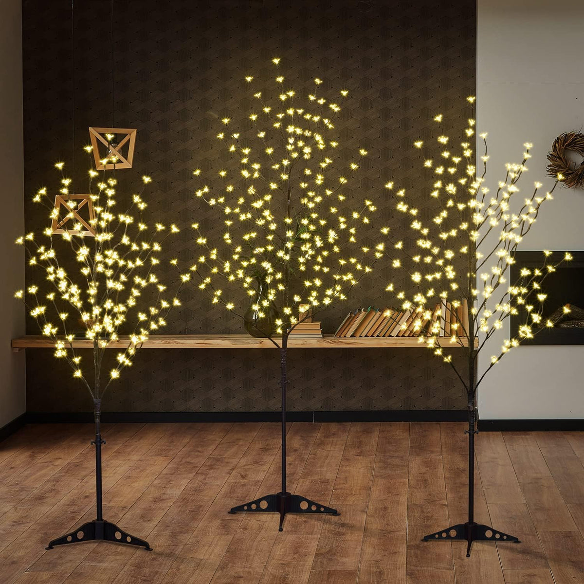 6.5FT 208 LED Cherry Blossom Tree, Lighted Artificial Tree for Decoration Inside and Outside, Home Patio Wedding Festival Christmas Decor