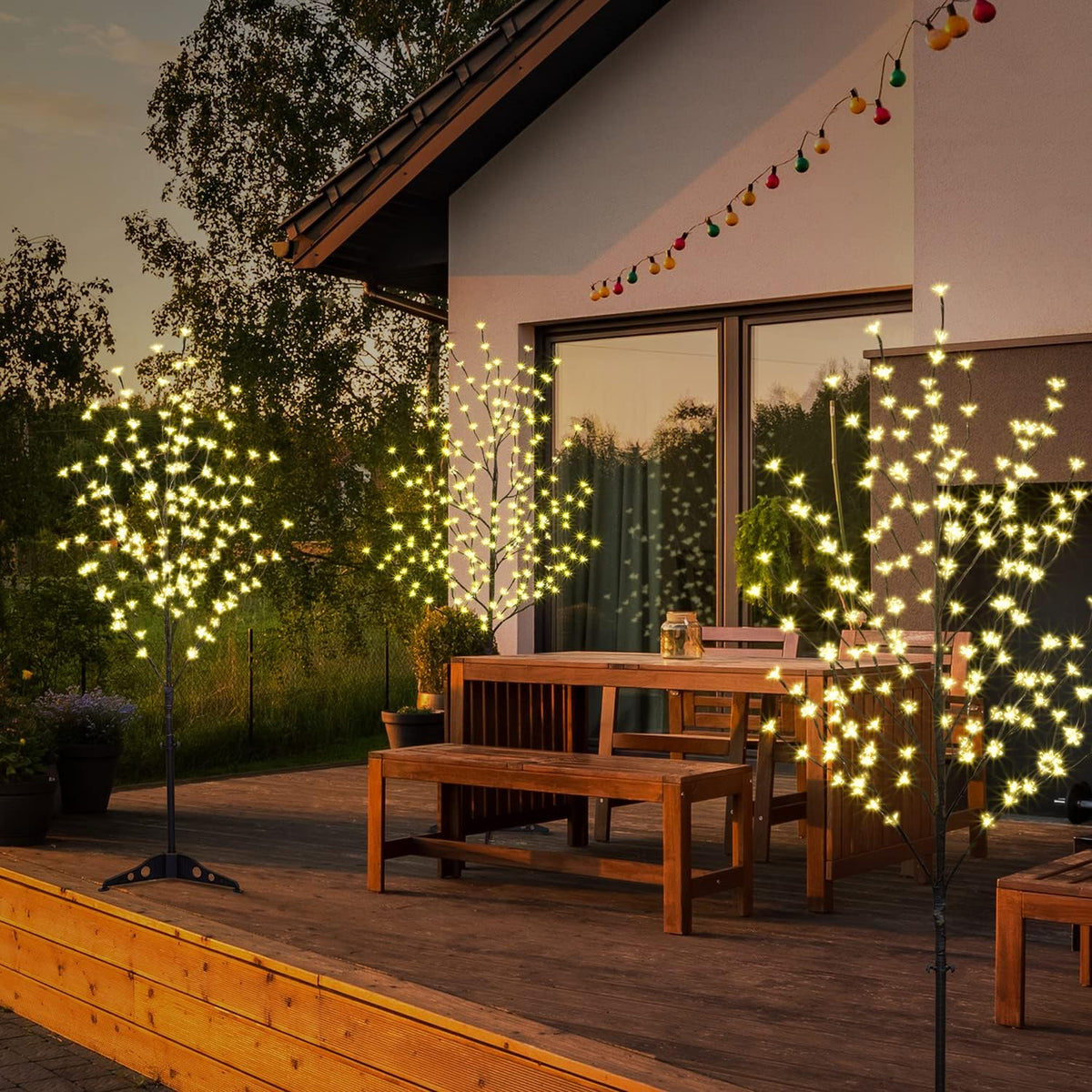 6.5FT 208 LED Cherry Blossom Tree, Lighted Artificial Tree for Decoration Inside and Outside, Home Patio Wedding Festival Christmas Decor